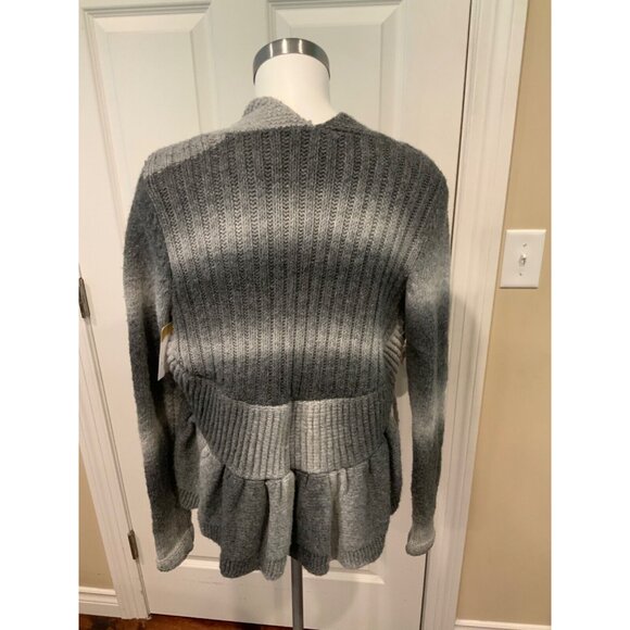 BCBG Max Azria Gray Wool Blend Striped Open Front Cardigan, Size Small - Picture 4 of 5